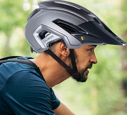 Road & Mountain Bike Mtb Helmet For Adult Men Women Youth, With Removable Visor And Adjustable Dial (Titanium) #TOP6