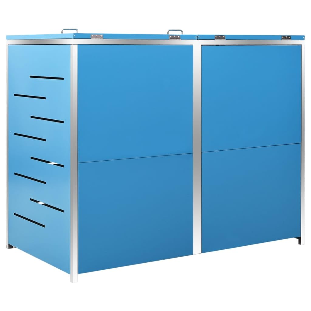 HUAKEHOM Mülltonnenbox für 2 Tonnen Mülltonnenbox 2er Abschließbar Rostfrei Müllbox Mülltonnenverkleidung Mülltonne Müllcontainer Gartenbox 138x77,5x112,5 cm Edelstahl