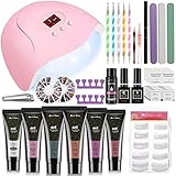 ✨【54W UV Lampe Set mit 18 LED Perlen】 Es hat 3 Timer: 30s, 60s und 90s. Wählen Sie einen geeigneten Timer, wenn Sie ihn verwenden. Es kann fast alle Arten von Gelen trocknen: Nagellack, UV Gel, Poly nagelgel, Malgel und anderen Gelgebrauch. Es hat einen großen Raum, der 5 Fingernägel gleichzeitig trocknen kann. 18 LED-Perlen halbieren die Aushärtezeit! Nagellampe macht Ihre Politur intelligent effizienter und bequemer trocknen. Rosa Design befriedigt Romantik von Mädchen.