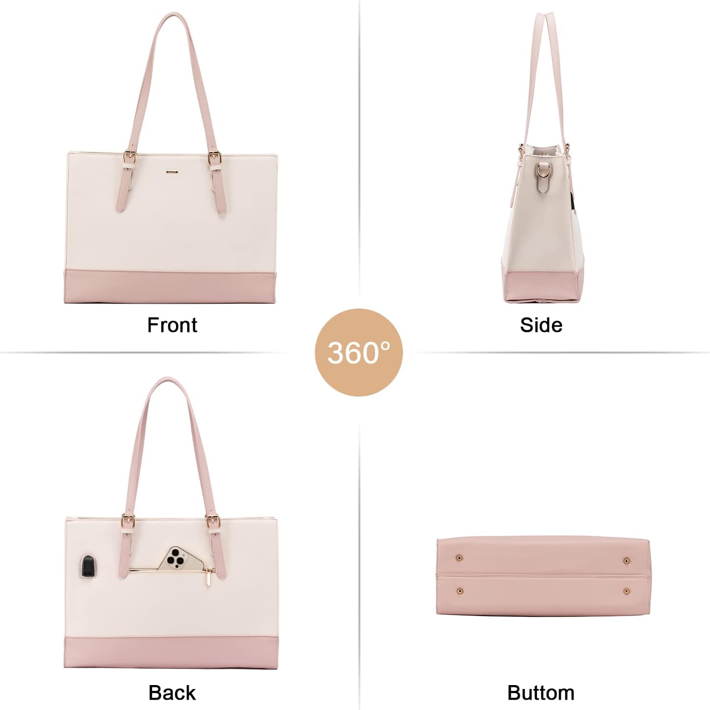 LOVEVOOK Laptop Tote for Women, Fashion Computer Bag 15.6 Inch Large Handbag, Shoulder Bag Purse for Business Work - Image 8