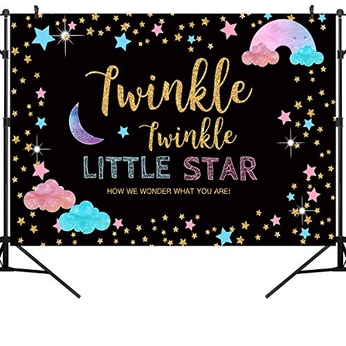 5X3FT Gender Reveal Party Backdrop Boy Or Girl Twinkle Little Star Pink and Blue Gender Surprise Photo Banner for Baby Vinyl