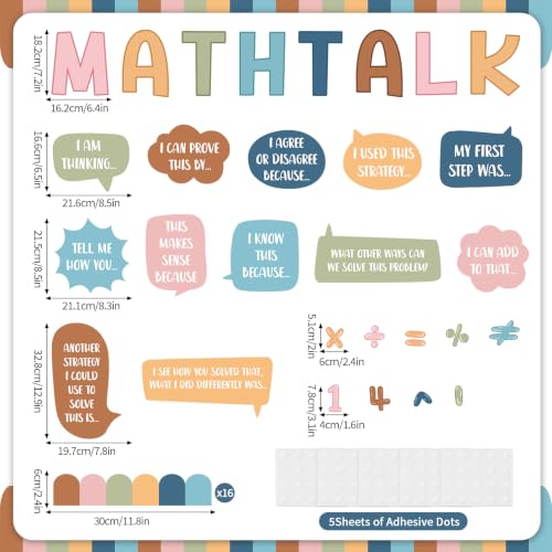 45 Pcs Math Talk Bulletin Board Set Boho Math Classroom Decorations Educational Mathematics Paper Cutouts for Elementary Middle High School Chalkboard Wall Decor Back to School Teacher Supplies(Boho) - Image 2