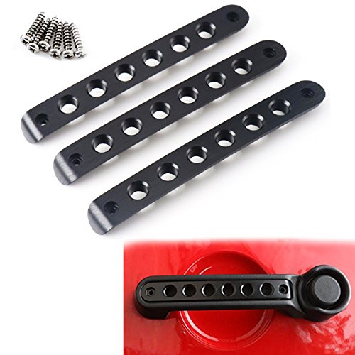 Bolaxin 3pcs/Set Aluminum Side Door Grab Handle Knobs Cover Trim Compatible for Jeep Wrangler JK & Unlimited 2 Door 2007-2017 Handle Pull (Black)