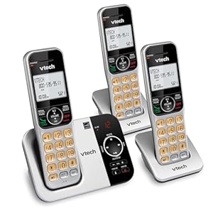 VTech 3 Handset DECT 6.0 Expandable Cordless Phone with Answering System, CS5329-3 (Silver/Black)