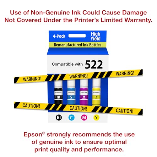 Epson 522 Genuine EcoTank Ink Refill Bottle 4 Color Combo Pack T522120-BCS | Black and Color Ultra-High Capacity Ink Bottles for ET-2720 ET-2800 ET-2803 ET-2840 ET-4700 ET-4800 ET-4810 Printers - image 3