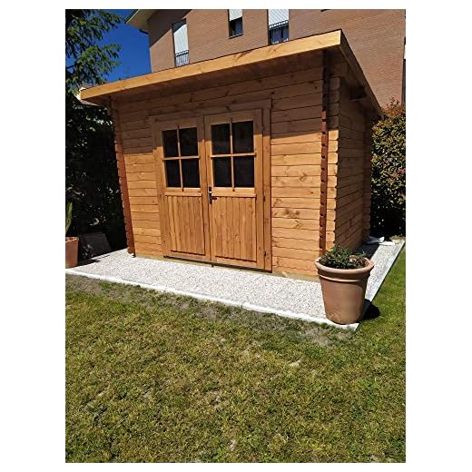 DEKALUX Casetta in legno da giardino 3x3 monofalda con porta doppia - Spessore 34mm