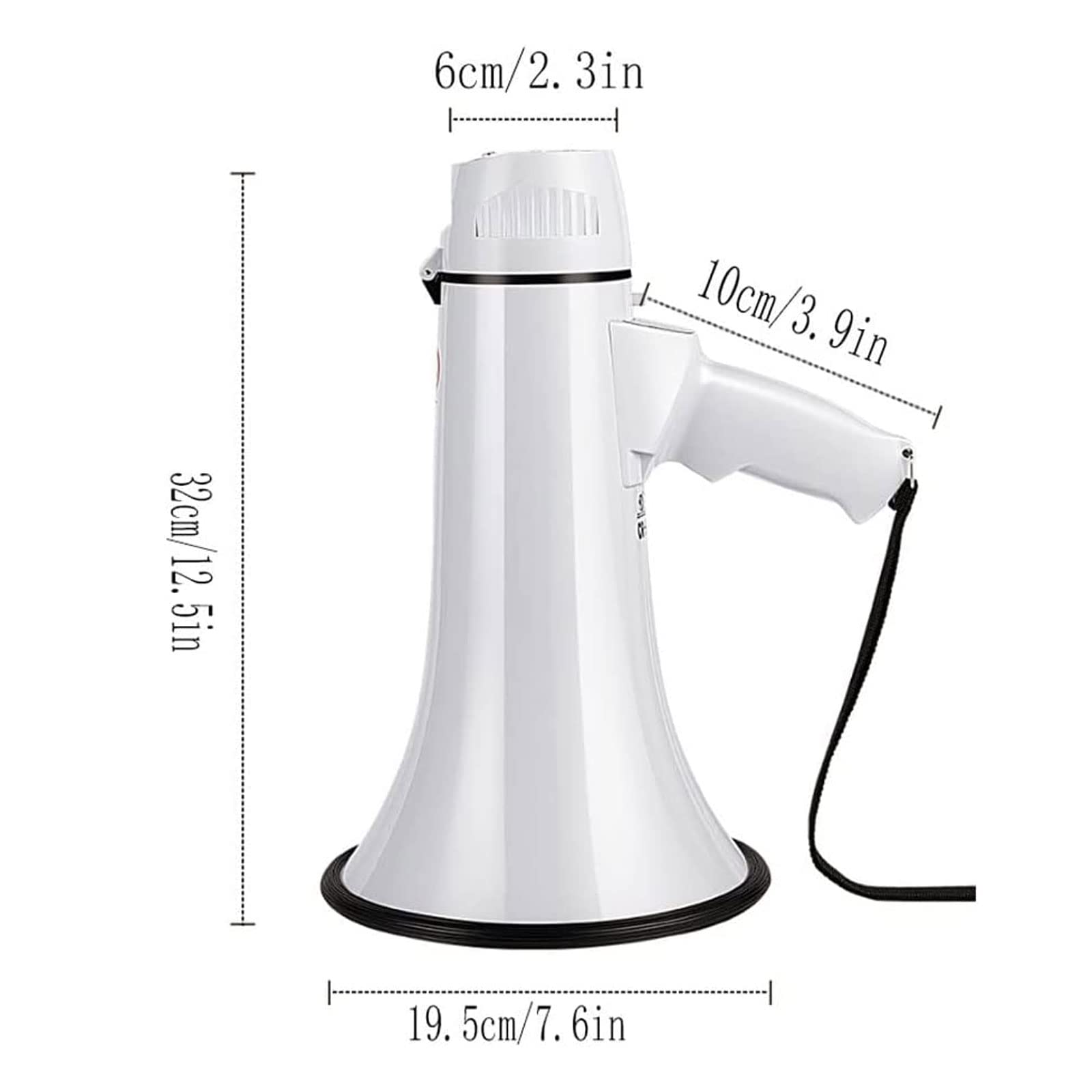 Megáfono de Mano Ligero de 30 vatios, megáfono con Altavoz, megáfono Potente, Volumen Ajustable para Ejercicios de Seguridad y micrófono
