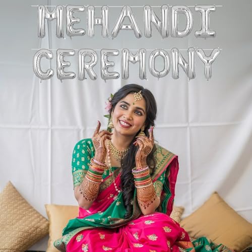 Image of Mehandi Ceremony Banner Silver for Wedding Home Boys Girls Men Women Foil Balloon Decoration Decor Celebration Silveren