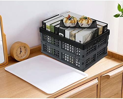 Bringer Set of 3 Folding Storage Crates, 15 L Stackable Collapsible Storage Baskets