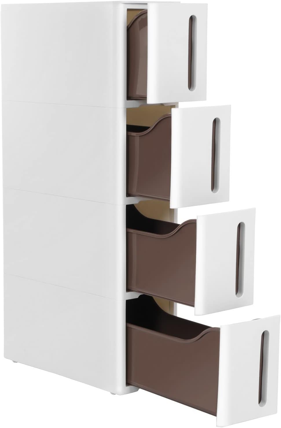 Cassettiera Stretta SONGMICS 4 Cassetti - Carrello Organizzatore Per Bagno E Cucina, 45x17x83cm, Bianco/Grigio - Foto 5