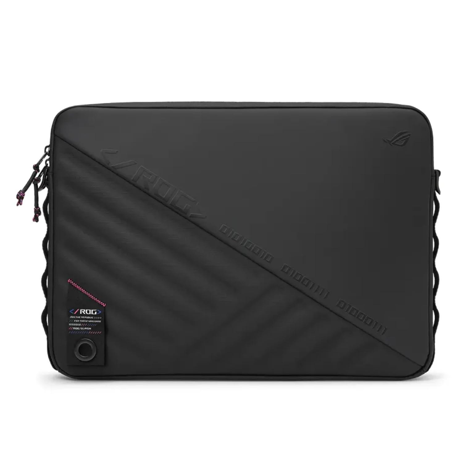 ASUS ROG Slash Sleeve Bag 4.0, Fit 16" Laptop, Adaptor, and Mouse, Tear-Resistant, Water-Repellent, PU Leather, Adjustable Shoulder Strap, Three-point Fixation Strap, Multiple Pockets, Black