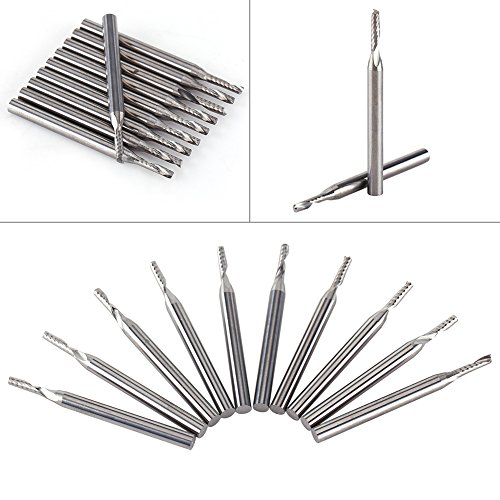Image of Single Flute End Mill Tungsten Carbide CNC Milling Cutter 2mm 1 /8 Inch Shank 10pcs Set