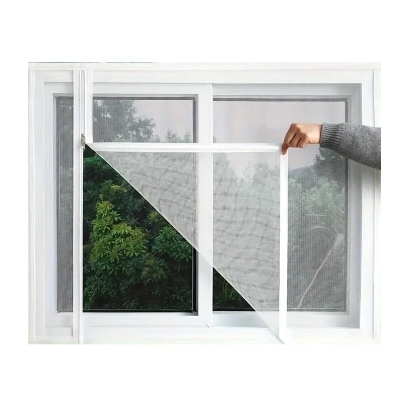Cortina mosquitera autoadhesiva para puertas de terrazas y balcones, blanca, 160x105 cm