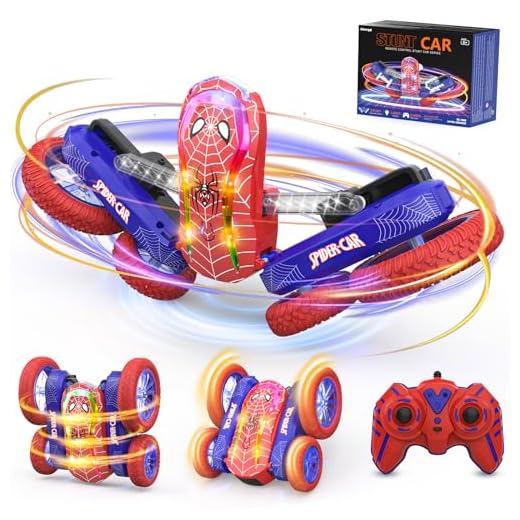 Mieryd Coche Teledirigido Spider, Acrobático Rotación 360° RC Car Radiocontrol con Espectáculo de Luz Carro Juguete Niños 6-12 Años, Juegos Infantiles Exterior Al Aire Libre Regalo Cumpleaños Navidad