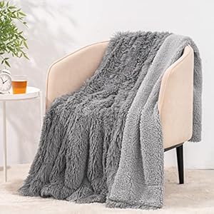 RECYCO Faux Fur Sherpa Throw Blanket Grey, Super Soft Fuzzy Fluffy Blankets Plush Warm Cozy Throw Reversible Comfy Thick…