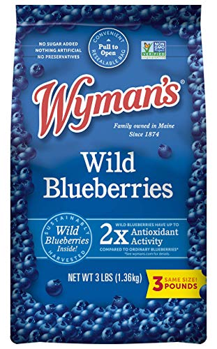 Wyman’s Frozen Wild Blueberries | No Preservatives, Non-Gmo Certified | 18 Pounds Total Of Fresh Frozen Fruit - 3Lb Per Bag (6 Pack) #TOP1