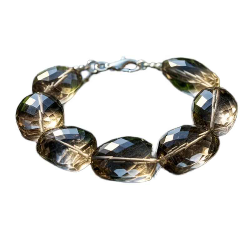Bracelet en quartz fumé naturel pierres précieuses facettées bijoux faits main