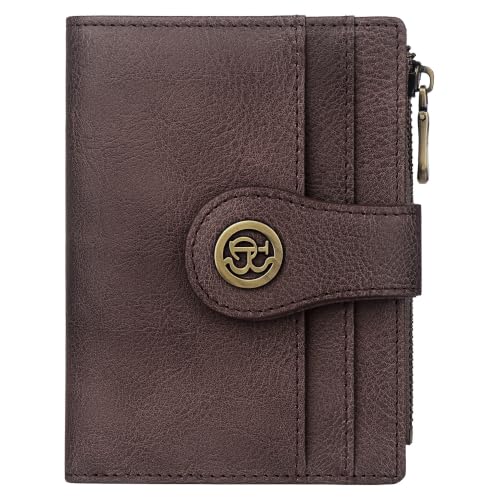 Image of Slim Leather Women's Wallet,Compact Card Holder Wallet(purple) | Small Wallet with RFID Blocking,Zipper Coin Pocket,Top Grain Cowhide Bifold Women's Wallet