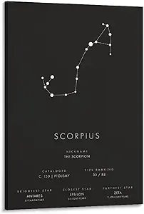 Constellation Celestial Zodiac Astrology Poster Scorpius Art Poster Canvas Painting Decor Wall Print Photo Home Modern Decorative Posters Framed/Unframed 12x18inch(30x45cm)