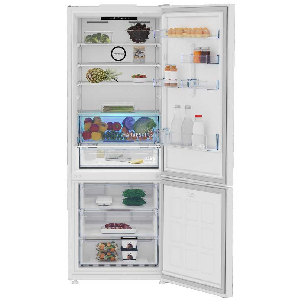 Beko B3RCNE564HW - Frigorífico combi 70cm, Neo Frost, Clase Energética E, Harvestfresh, Apertura 90º, 2 cajones, Color Blanco