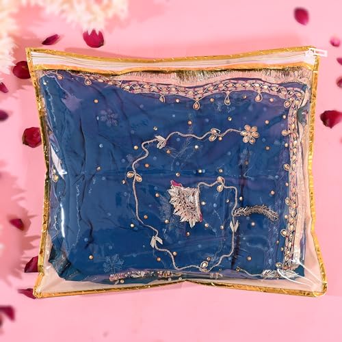 Image of Lify transparent Saree Covers /Saree Bags /Storage Bags /Clothes Covers with Zip Lock Combo (Suitable for Single Saree Pack)- Black, Grey & Golden Color (Golden 20 Pcs)