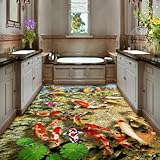 Fototapete Anpassen 3D Teichtiere Selbstklebende Tapete Roter Karpfen 3D Boden Aufkleber Gro?e Wandtapete Bodentapete Badezimmer Pvc Tragen Rutschfeste Tapete 250x175cm