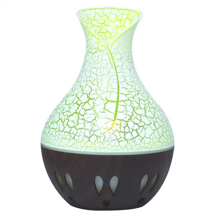 mobigon Wood Cool Mist Ultrasonic Humidifier for Room Moisture, Aroma Diffuser for Home, 200ml Essential Oil Diffuser with 7 Colorful Night Light, Auto Shut-Off, Home, Office, Car (Dark Brown)