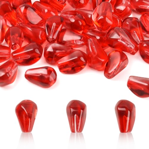 Luckforest Artificial Pomegranate Seeds 50 Pcs Glass Pomegranate Seeds Fake Fruits for Home Kitchen Vase Filler Table Decor DIY Crafts Pendants Props