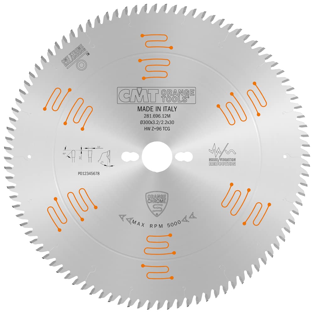 CMT Orange Tools 281.696.12M - Sierra Circular Laminado y Aglomerado Chrome HW 300x3.2/2.2x30 Z96 TCG 5pos