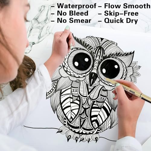 Image of Muchcute 12 Fineliner Black Pens Set Ink Pens Zentangle Manga Art