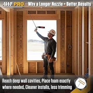 AWF PRO Spray Foam Gun – 2' Long Nozzle, High Precision, Adjustable Flow Control, Contractor-Grade Pro Applicator for Insulating Foam Sealant