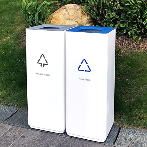 Großer Abfalleimer für den Außenbereich. Der weiße Kombimüll kann einen quadratischen Mülleimer mit großer Kapazität im Freien ohne Abdeckung, Anti-Fingerabdruck-Technologie 4 – Bild 7