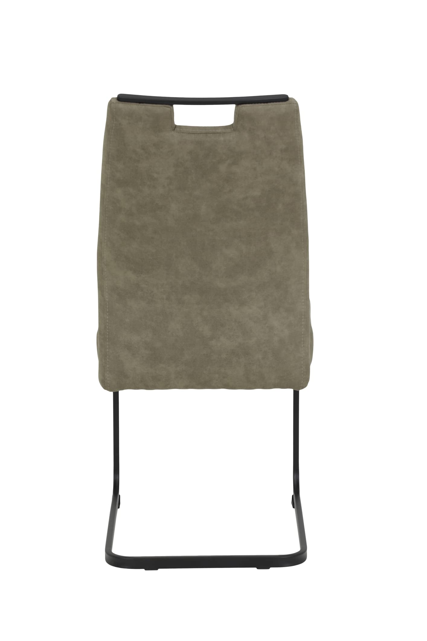 Hela Tische, 2er Set Schwingstuhl Kerstin XL-Breite, Microfaser Schlamm, Vierkantgestell Schwarz, Komfortsitz Federkorb, 140kg belastbar