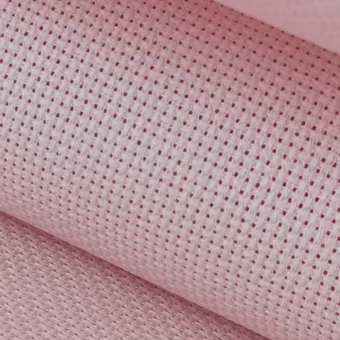 Image of KCS 12 inch x 59 inch (30cmx 149cm) 14CT Counted Cotton Aida Cloth Cross Stitch Fabric (Pink)