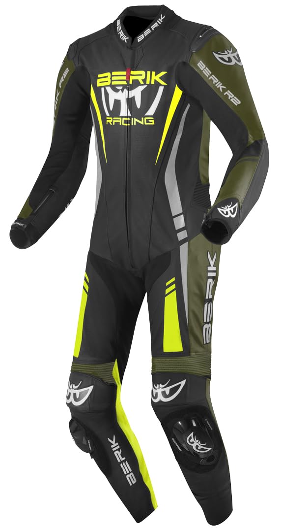 Berik Absolute GP 1-Teiler Motorrad Lederkombi, schwarz/fluo-gelb/grün, Größe 56