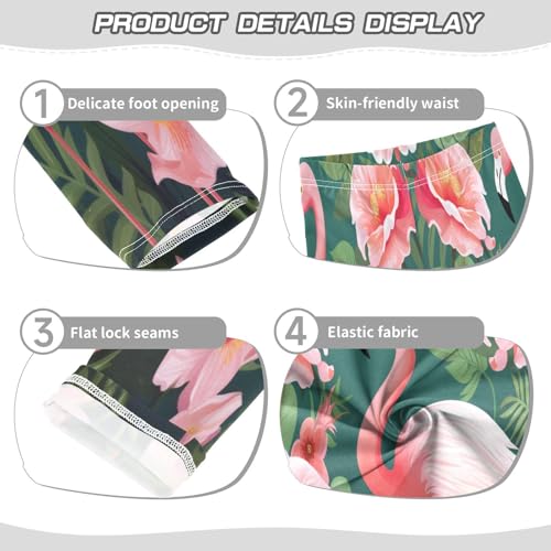 Bolaz Toddler Girls Leggings Printed Yoga Pants Leggings Green Leaves Pink Flamingo for Kids3