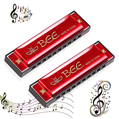 Lot de 2 pièces d’harmonica, jouets en harmonica, harmonica, do-majeur, convient au blues, à 10 trous, pour enfants/débutant, rouges - Les Beatles, Paul McCartney, John Lennon, RIngo Starr, George Harrison Lot de 2 pièces d’harmonica, jouets en harmonica, harmonica, do-majeur, convient au blues, à 10 trous, pour enfants/débutant, rouges