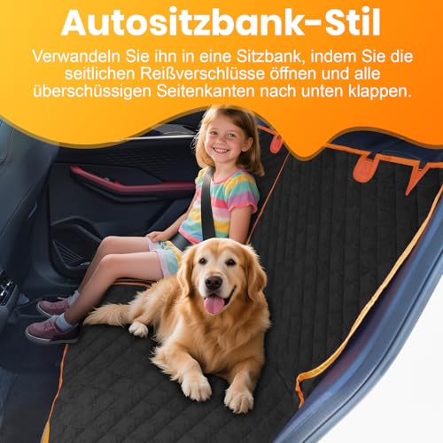 CIYYFVA Hund Autositzbezug Rückbank, 600D Wasserdicht & Kratzfest Hundedecke Auto mit Seitenschutz und Sichtfenster, Universal Autoschondecke Hund rücksitz, Hunde Autodecke