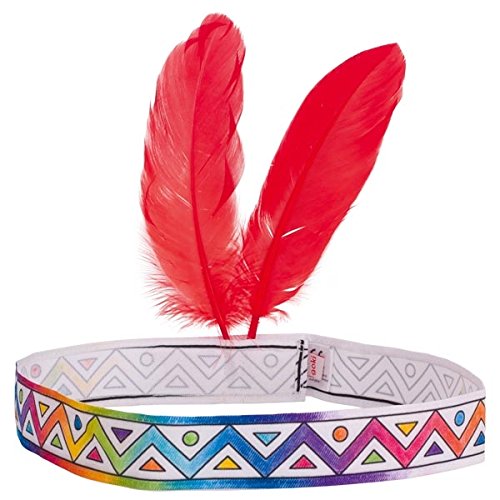 Preisvergleich Produktbild Goki Indianerstirnband Zum anmalen, mit 2 Federn, Indianerparty, Stirnband, Indianer