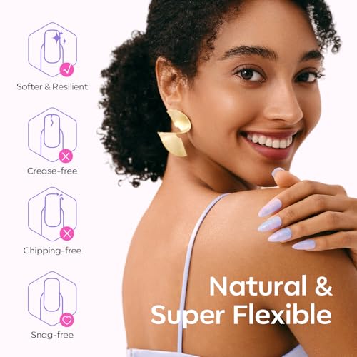 Image of Modelones Pointed Almond Nail Tips Medium Pre-shaped Soft Gel Fake Nails | Acrylic Clear Full Cover Press on Extension Kit Gel Manicure DIY at Home 216PCS 12Sizes