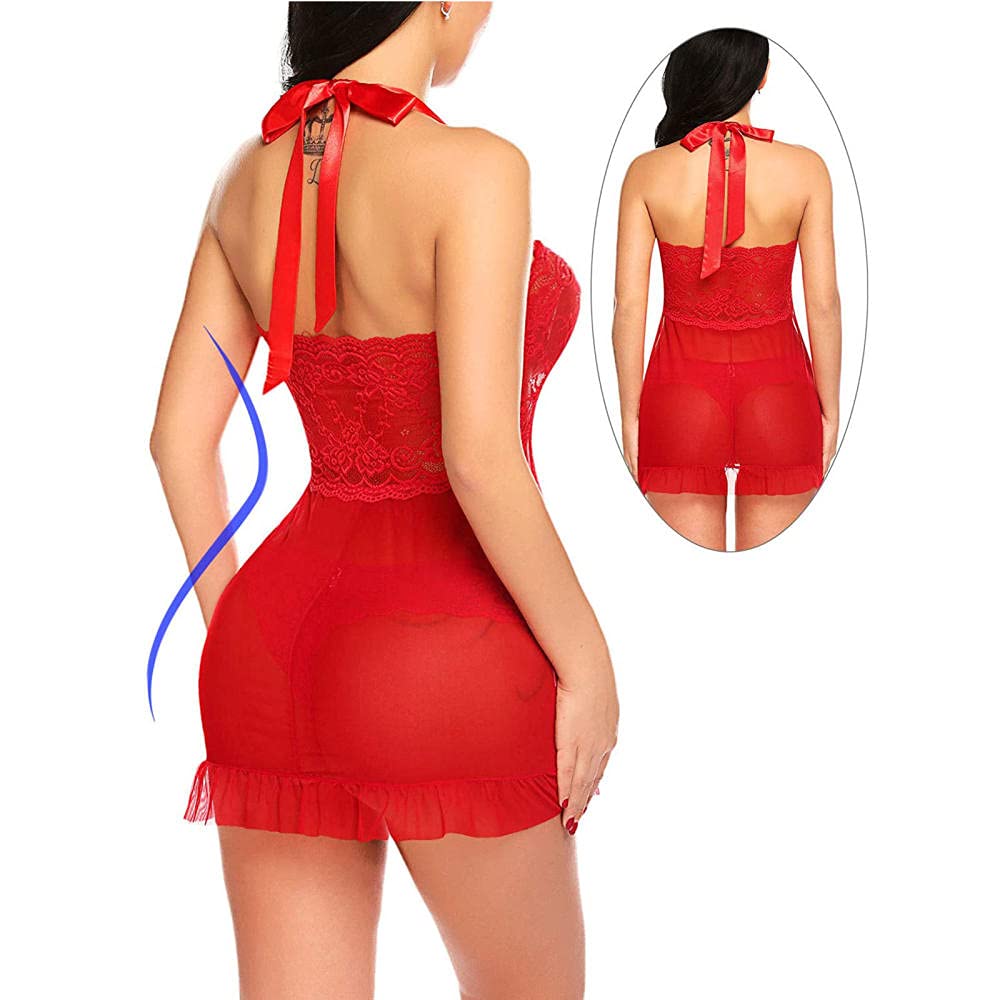 Conjunto de lencería de Bowknot de camisón de Encaje de Mujer Sexy
