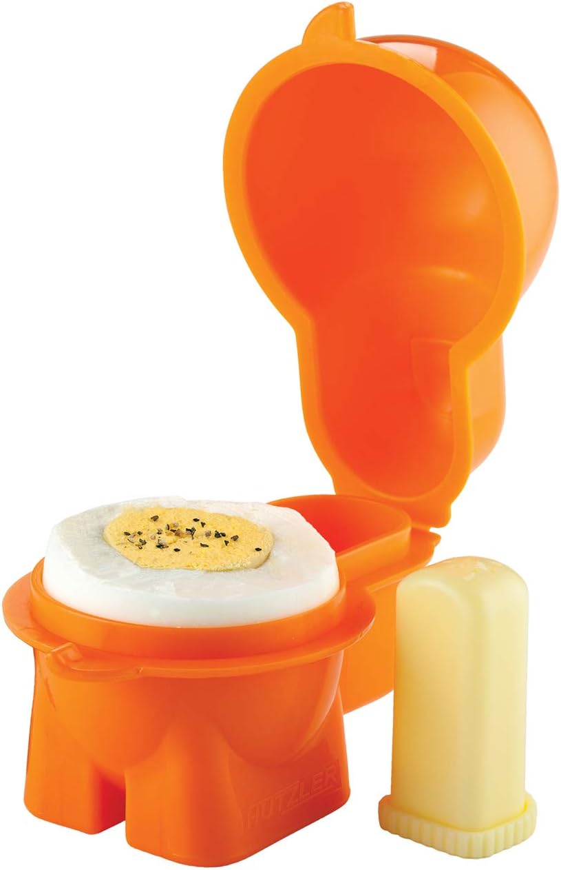 Hutzler Egg To-Go Snack Container with Spice Shaker, Orange