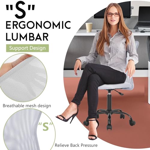 Image of Mesh Office Chair Ergonomic Desk Chair Computer Adjustable Swivel Rolling Chair Lumbar Support for Women&Men, Grey