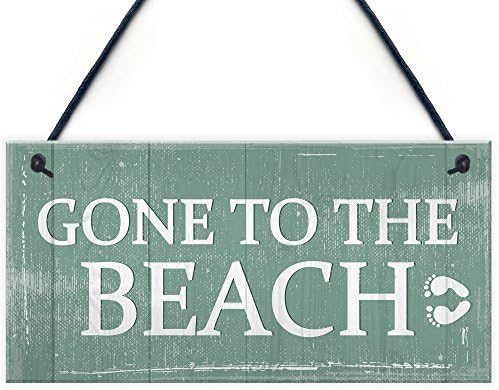 RED OCEAN Gone To The Beach Hanging Plaque Nautical Decor Beach Seaside Shabby Chic Home Sign Gift
