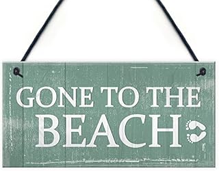 RED OCEAN Gone To The Beach Hanging Plaque Nautical Decor Beach Seaside Shabby Chic Home Sign Gift
