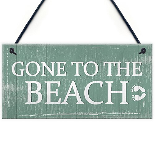 Image of Red Ocean Gone To The Beach Hanging Plaque Nautical Decor Beach Seaside Shabby Chic Home Sign Gift