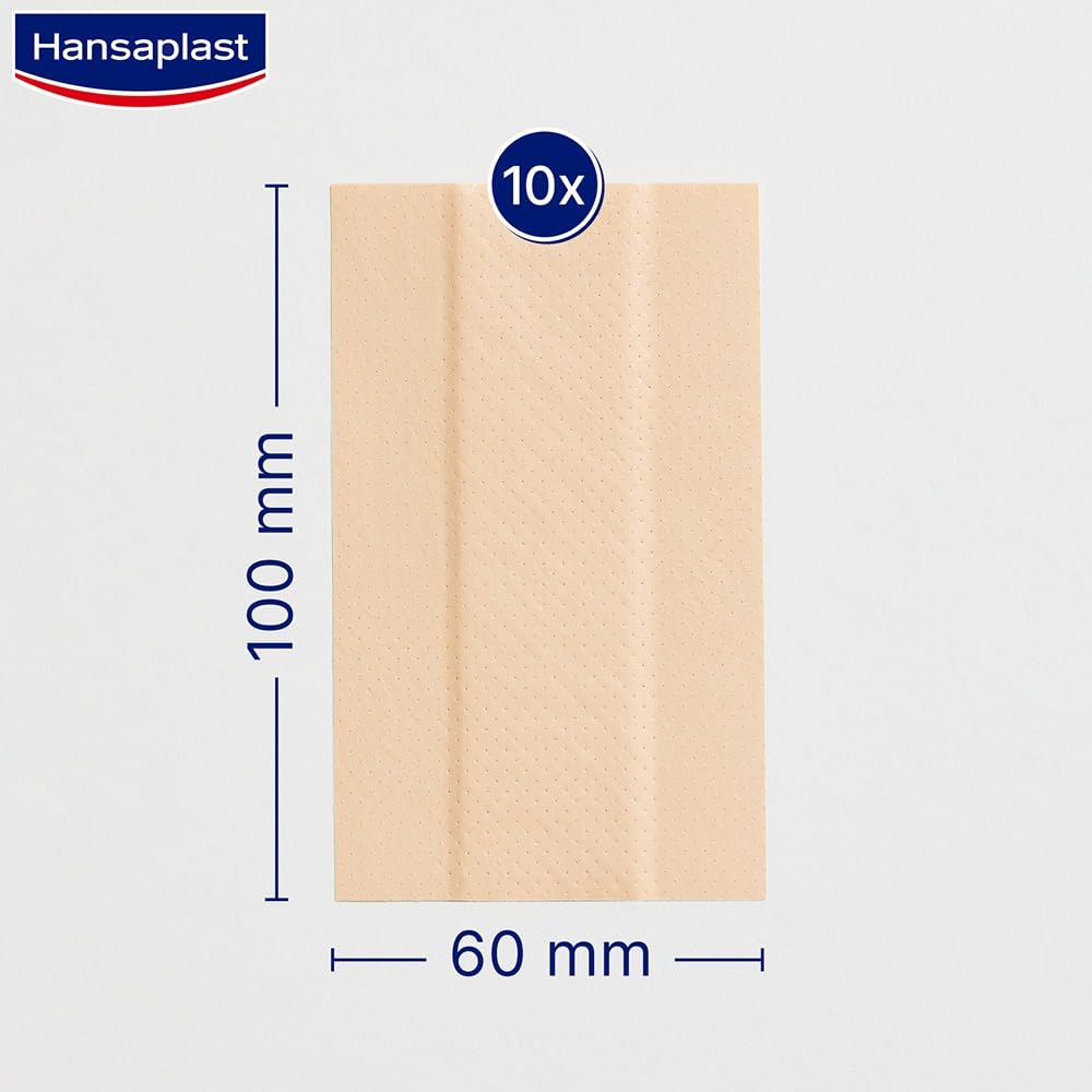 Hansaplast Universal Tira para cortar 10 x 6 cm, Apósitos impermeables transpirables, Fuerte adhesión, Gasa absorbente antiadherente, Apósitos para heridas multiusos