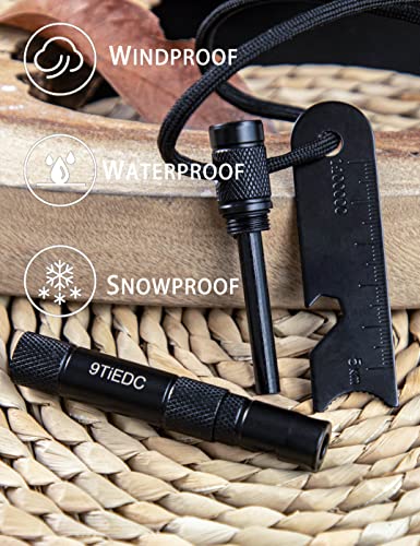 9Tiedc Flint Fire Starter With Whistle,Thick Ferro Rod With Striker And Paracord Wrist Lanyard,Emergency Survival Kits,For Your Camping, Hiking And Backpacking Gear #TOP5