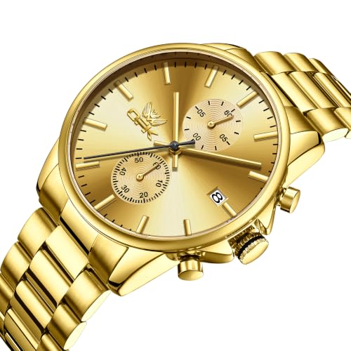 Image of OPK Mens Chronograph Watch Stainless Steel Strap Date Display Luminous Waterproof Business Wrist Watch
