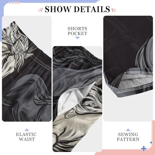 ZZXXB Horse Print Boys Long Pants Soft Trousers Elastic Waist Kids Lounge Bottoms with Pockets S-XL4